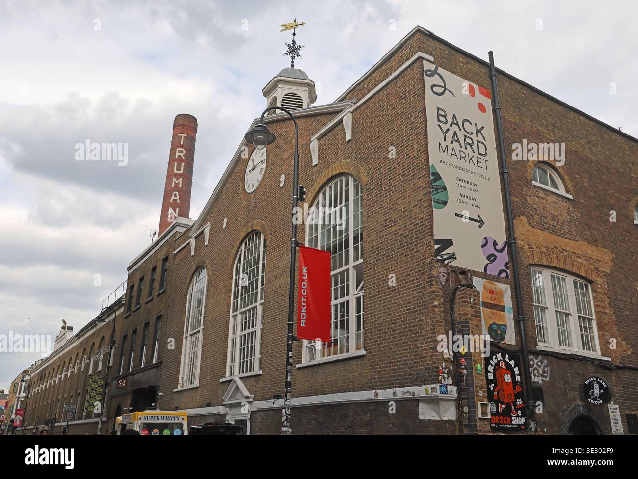 Backyard Market at the Old Truman Brewery on Brick Lane, a weekend market for independent makers and street food. Stock Photo
