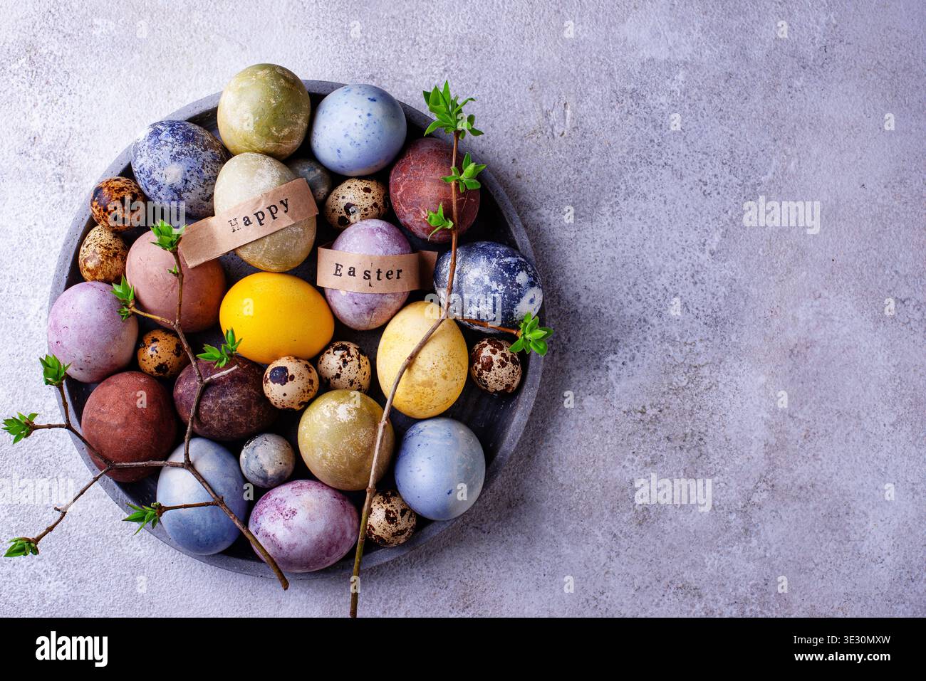 Easter eggs paint with natural dye Stock Photo