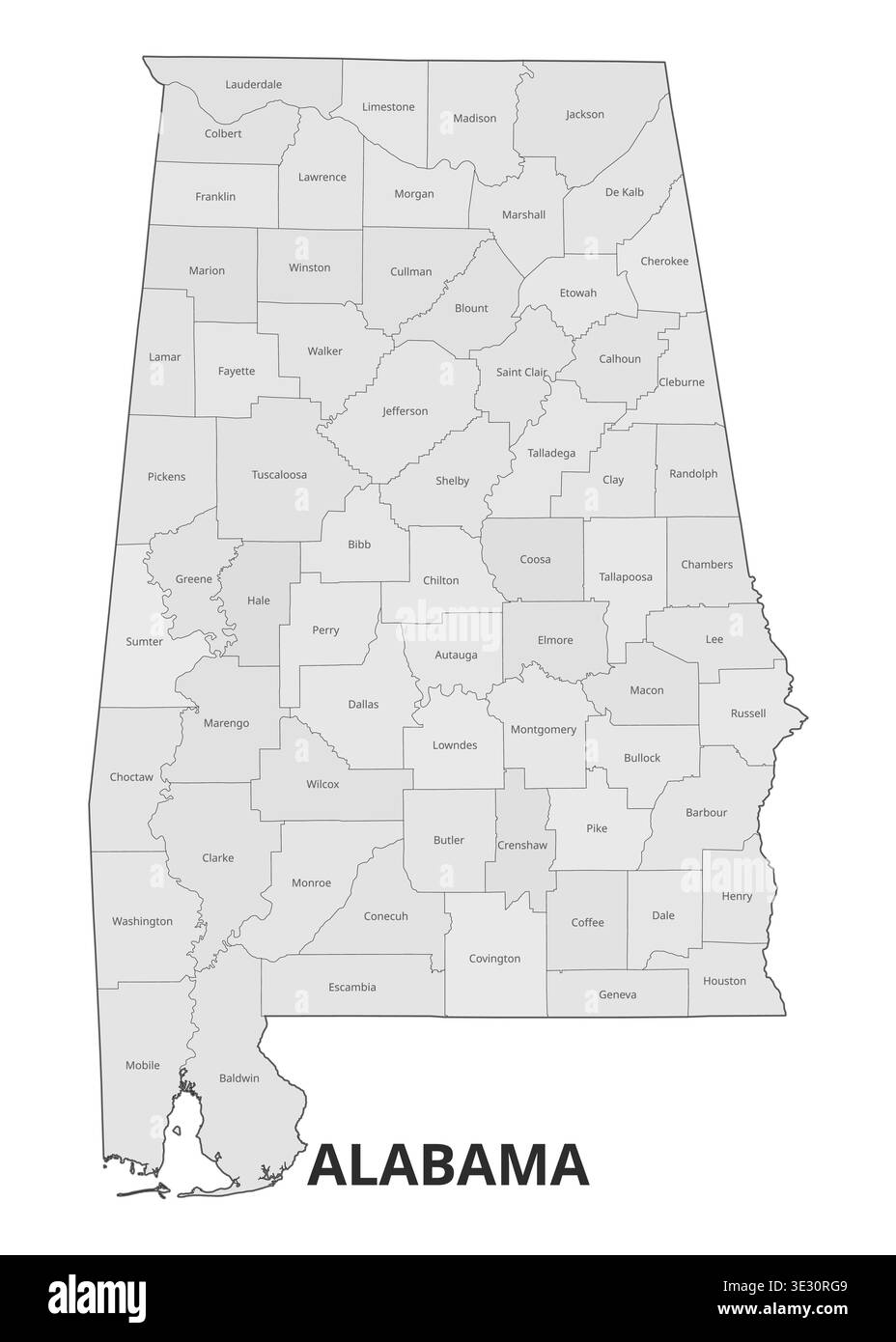 Map of Alabama Counties Stock Vector Image & Art - Alamy