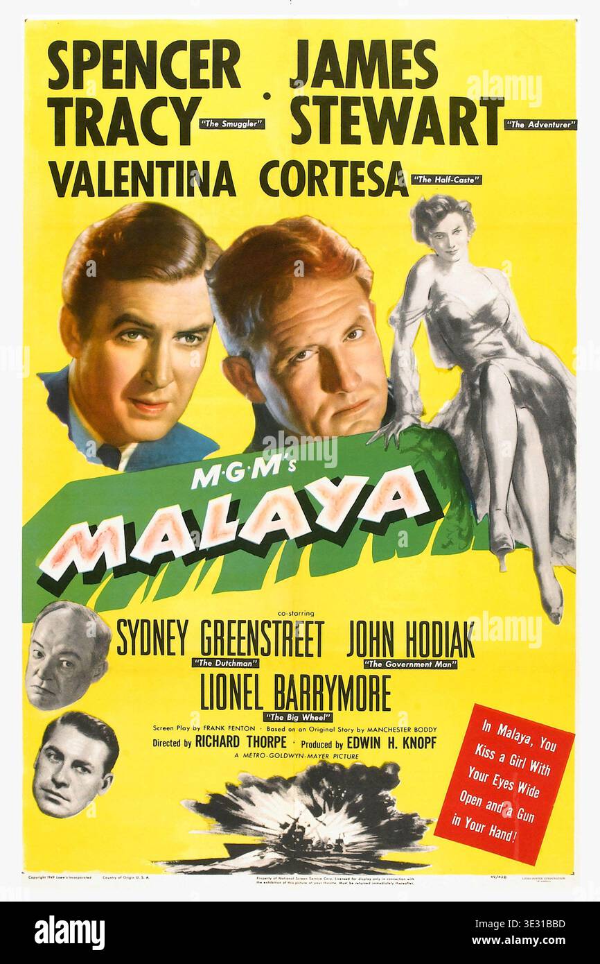 Malaya movie poster 1949 Stock Photo