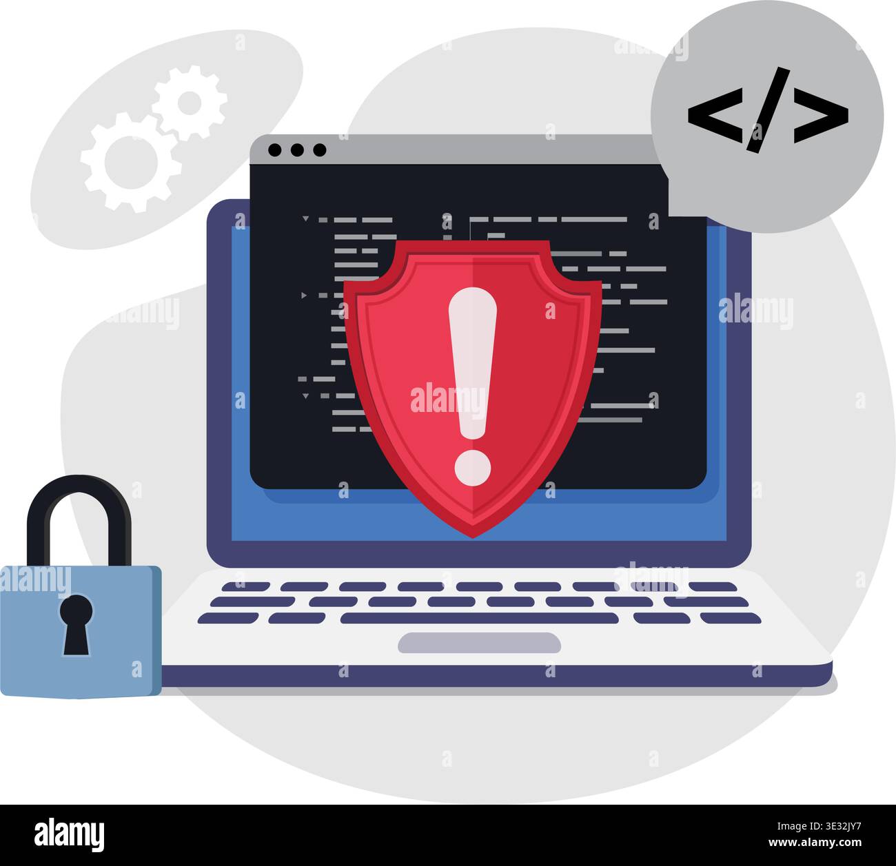 Cybersecurity and Vulnerability Warning Stock Illustration Stock Vector