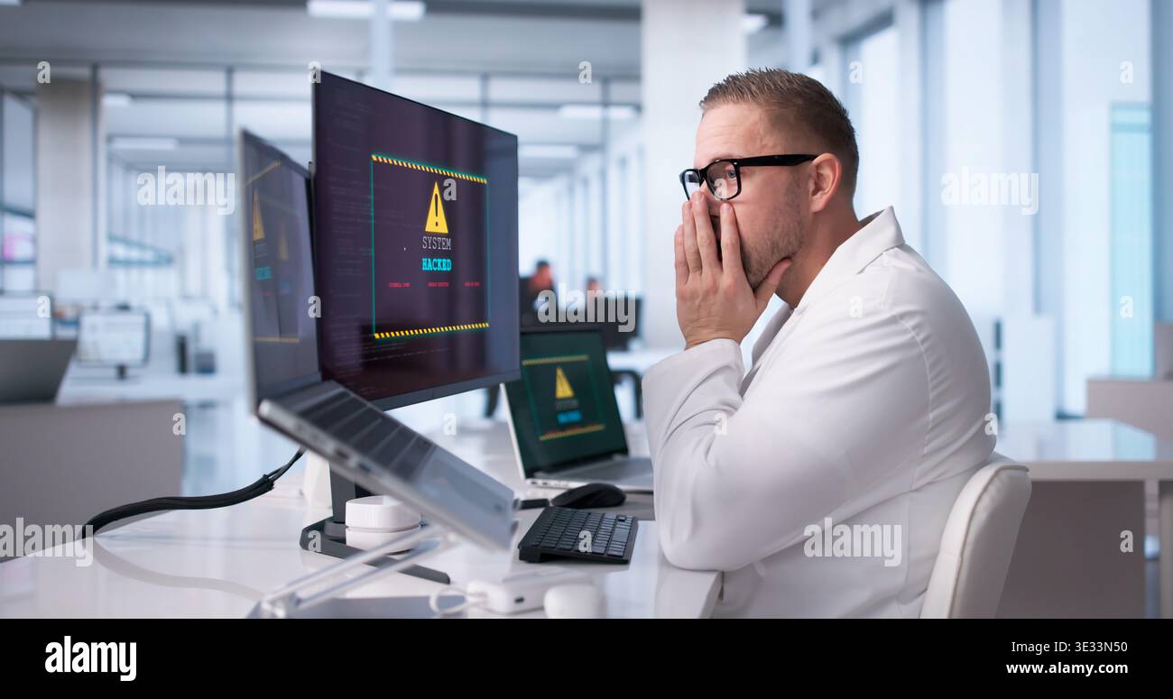 Physician Stunned By Cyberattack Disrupting Hospital's Computer Network Stock Photo