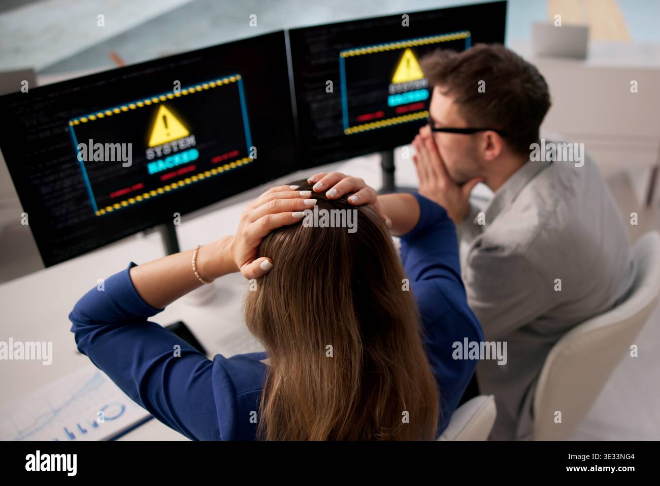 Ransomware Threat Disrupts Workplace Computers Amid Cybersecurity Concerns Stock Photo