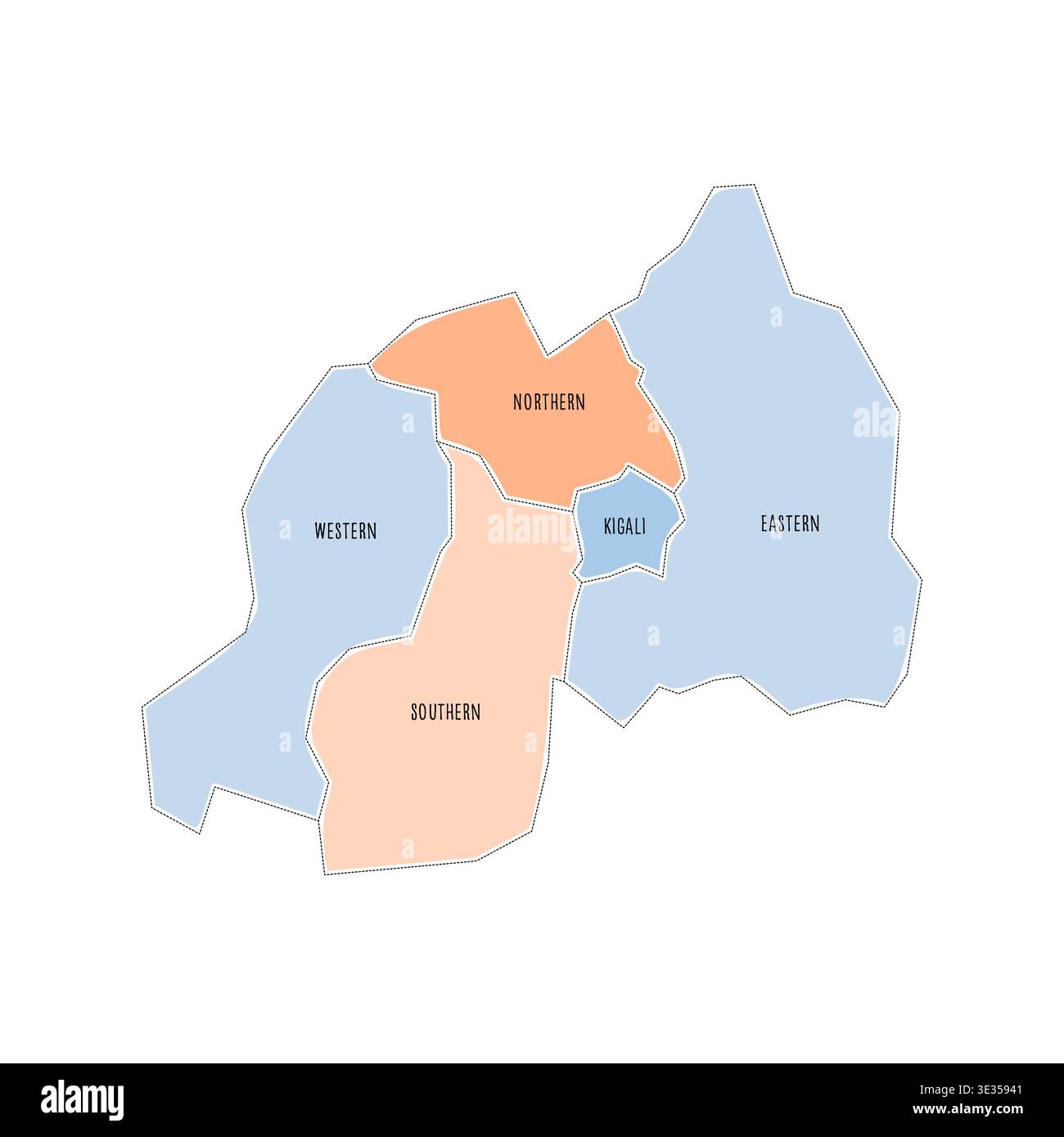 Rwanda political map of administrative divisions - provinces. Colorful ...