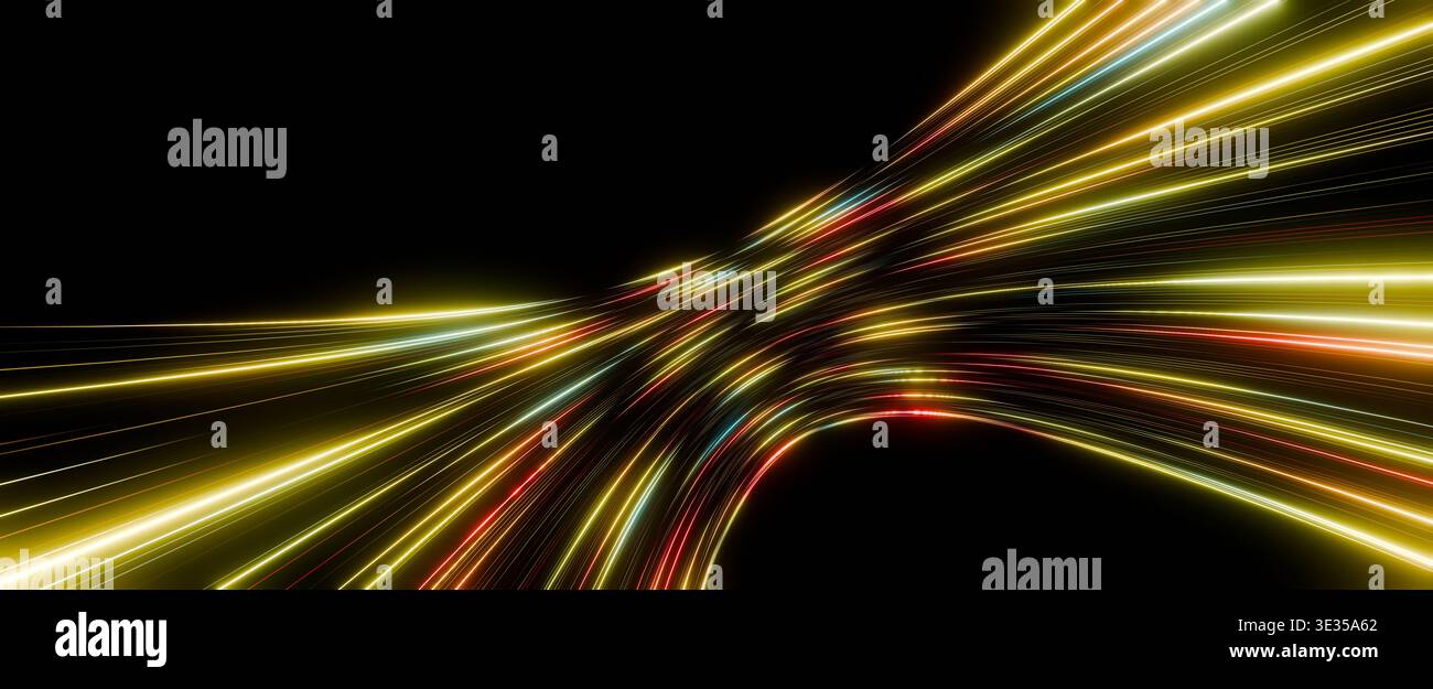 Colorful Neon Lines Motion Abstract Background Stock Photo