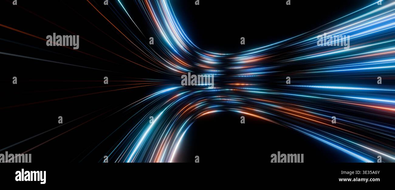 Abstract Energy Light Streaks Flowing in Motion Stock Photo