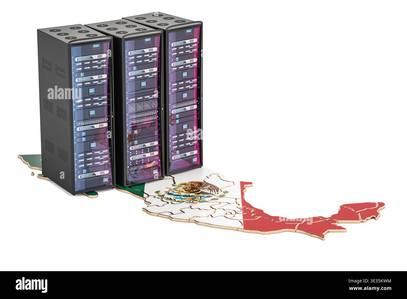 Data Center server racks in Mexico concept, 3D rendering Stock Photo