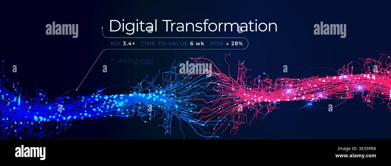 Neural Network Synapse Connect, Ai 3D Data Transform Background. Science Research, Technology and Analysis, Blue Pink Wave Lines Data Stream. Neuro Stock Vector