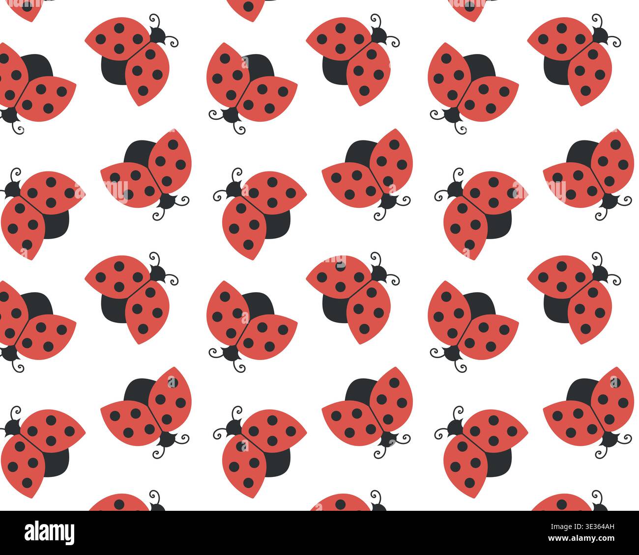 Ladybug pattern. Vector illustration in a flat style. Isolated on a white background. Stock Vector
