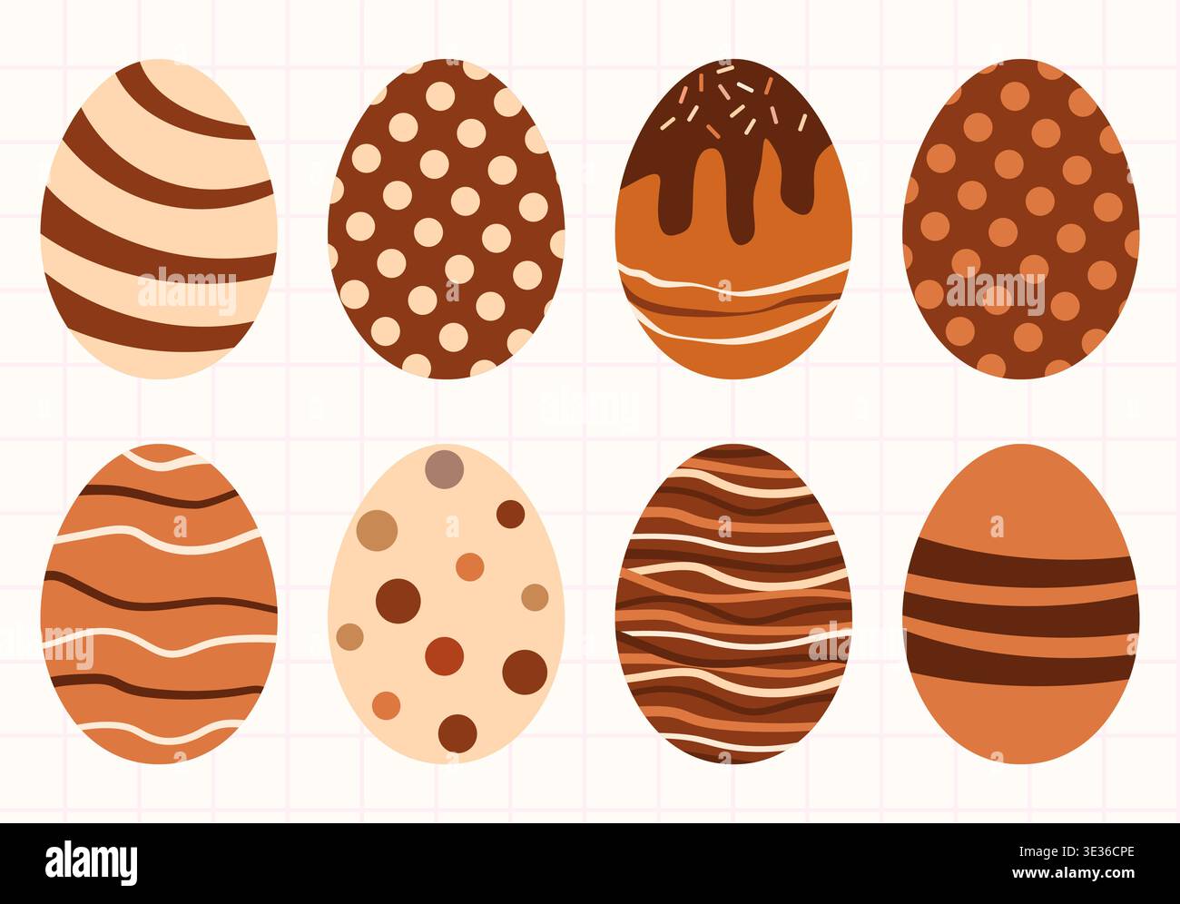 Vector chocolate eggs with different patterns, egg shapes for package design Stock Vector