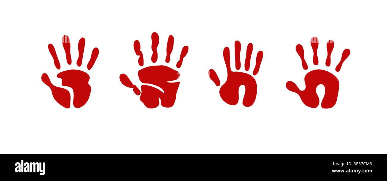 Creative red handprint art on white background Stock Vector