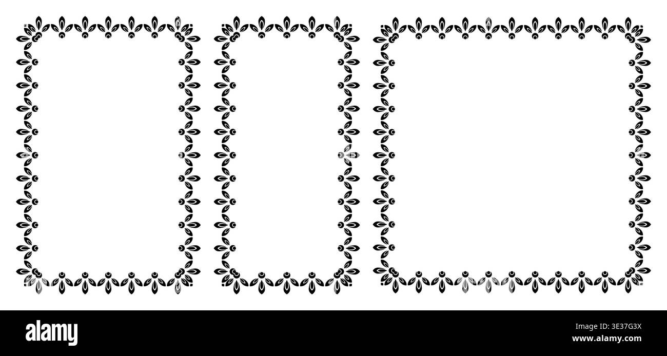 Set of square frames with abstract flower pattern Stock Vector