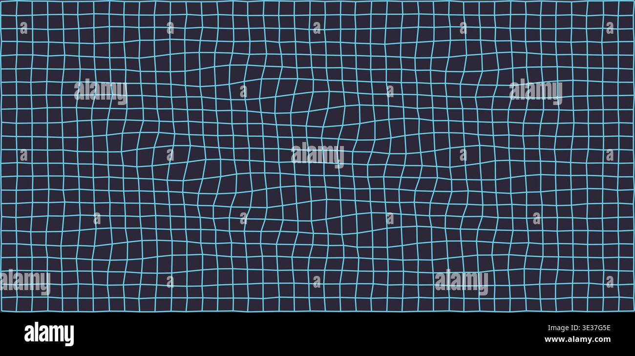 Abstract wavy grid pattern geometric design blue on black Stock Vector