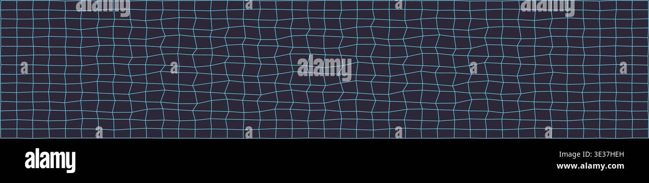 Abstract geometric grid pattern with wavy lines in blue Stock Vector