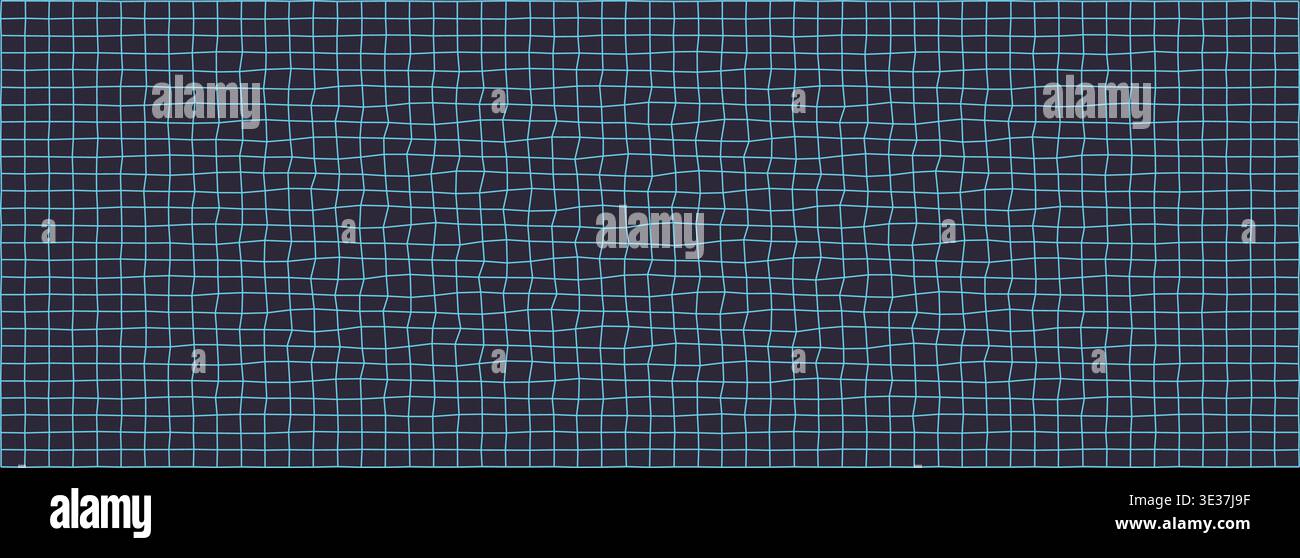 Blue wavy grid pattern on dark background for digital design Stock Vector