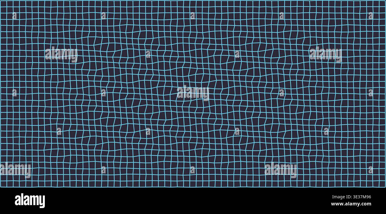 Abstract blue grid waves on black background Stock Vector
