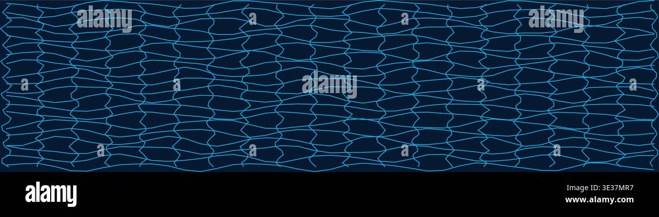 Abstract distorted grid pattern with wavy lines in blue tones Stock Vector