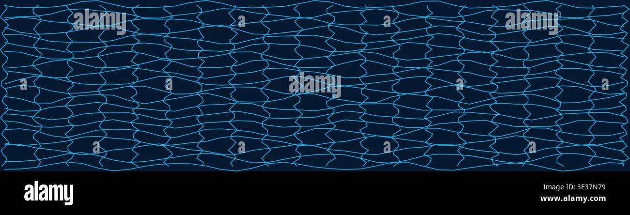 Abstract distorted grid pattern on dark background Stock Vector