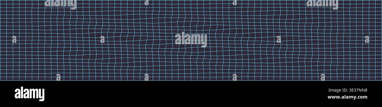 Abstract wavy grid pattern with blue lines on dark background Stock Vector