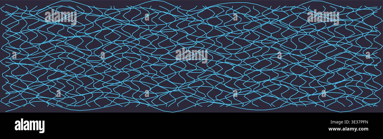 Abstract distorted grid pattern with wavy blue lines Stock Vector