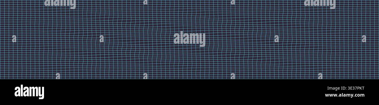 Abstract grid pattern with wavy lines in blue and black Stock Vector