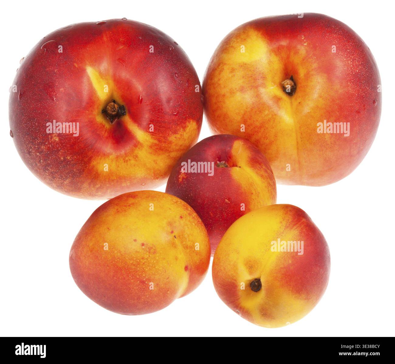 Several ripe nectarines isolated on white background Stock Photo