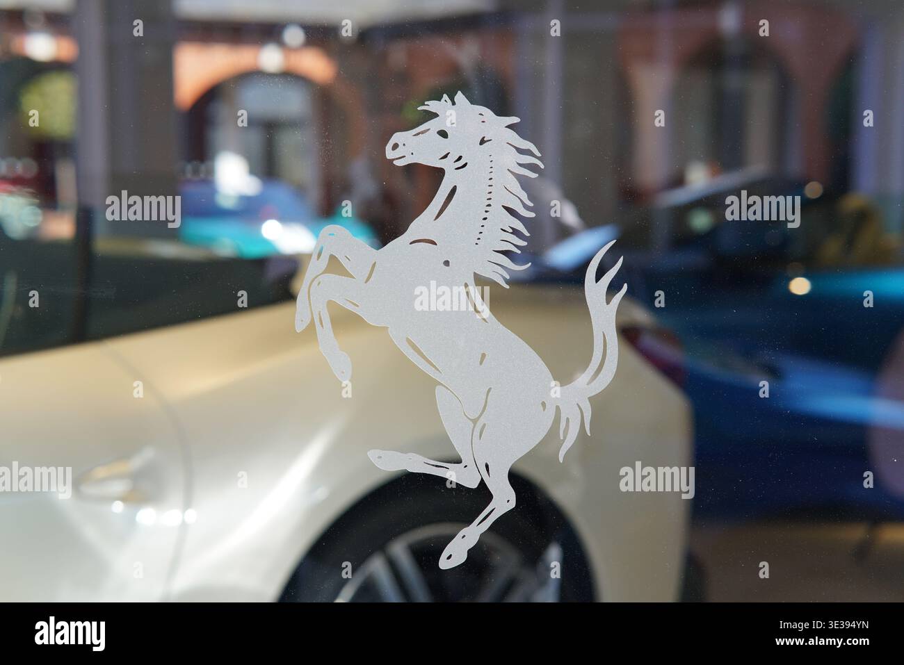 Ferrari logo sticker hi-res stock photography and images - Alamy