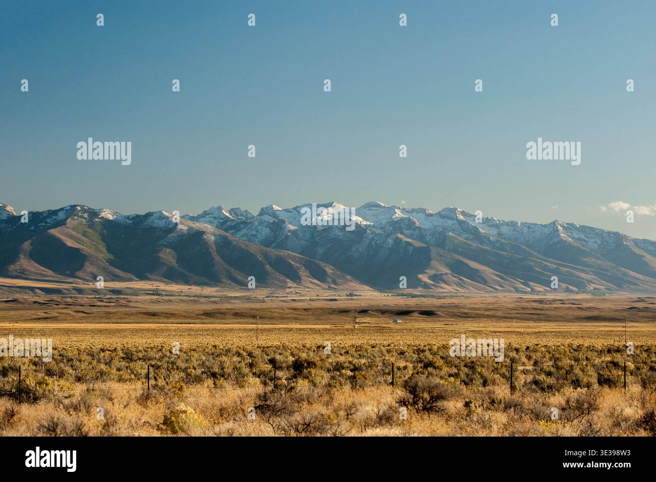 Nevada's Ruby Range, as seen from Interstate 80 near Elko after an early fall snow Stock Photo