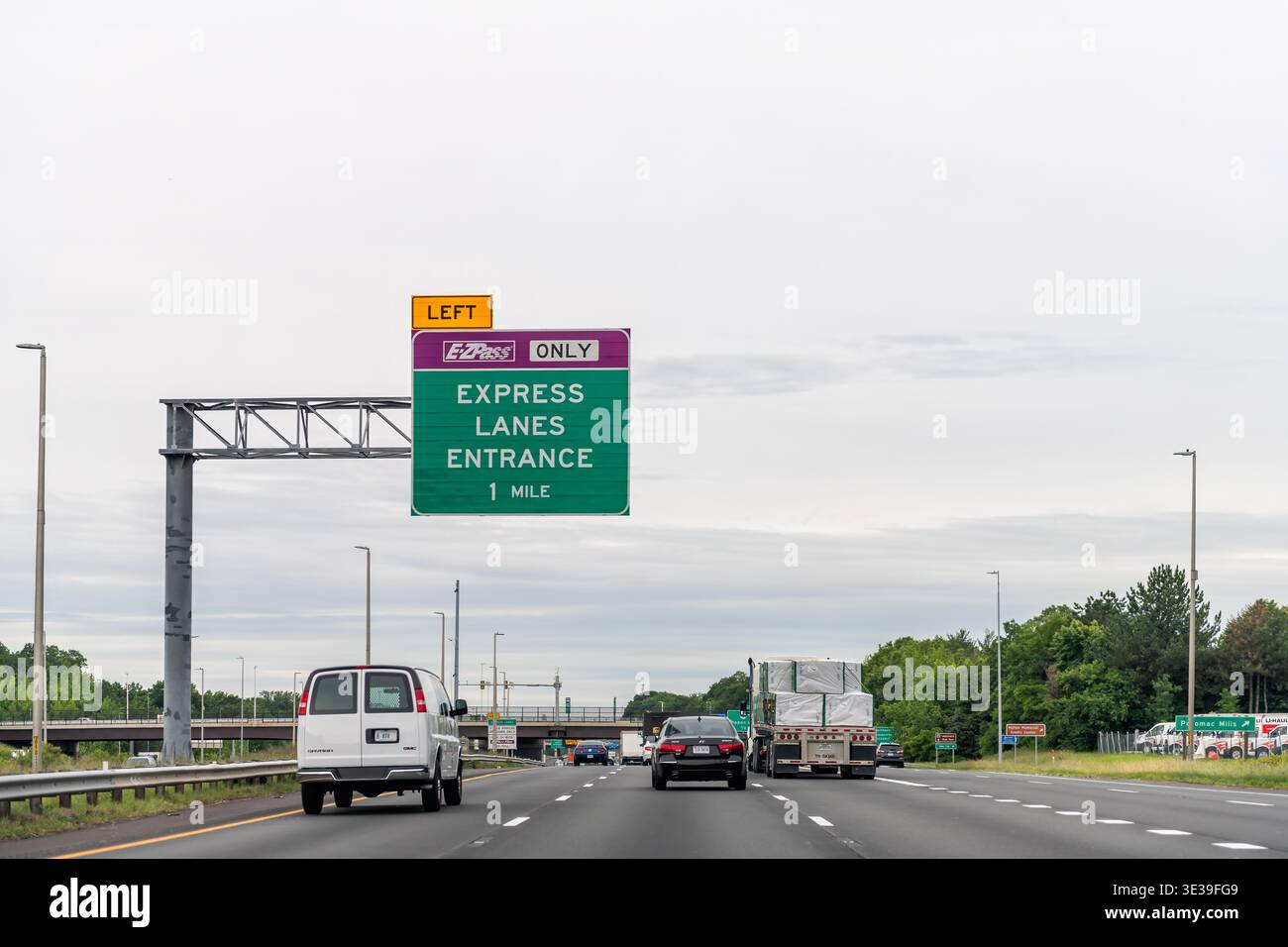 Woodbridge, USA - May 27, 2025: Virginia highway near Washington