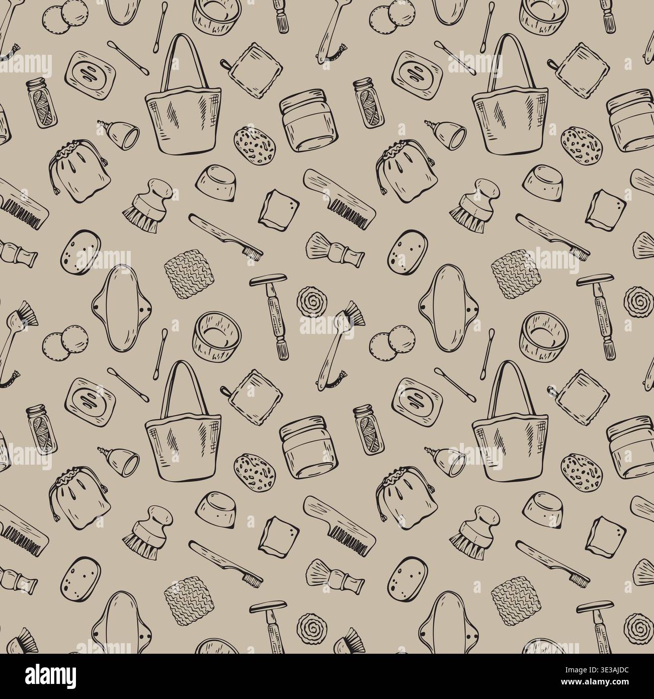 Eco friendly Zero Waste Lifestyle seamless pattern Stock Vector