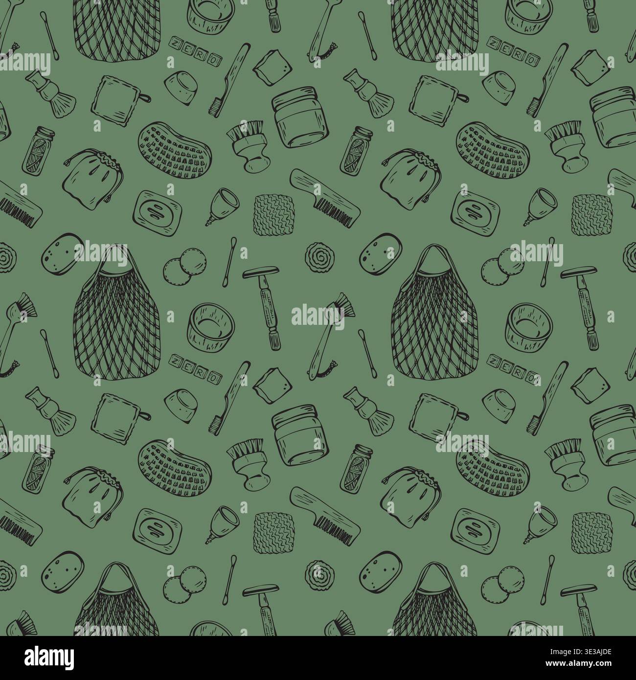 Eco friendly Zero Waste Lifestyle seamless pattern Stock Vector