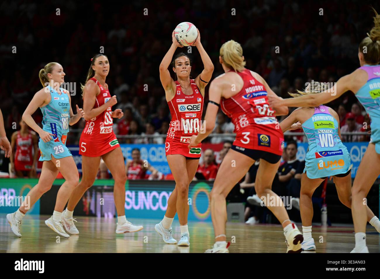 Grace Whyte of the Swifts during the Super Netball Round 2 match ...