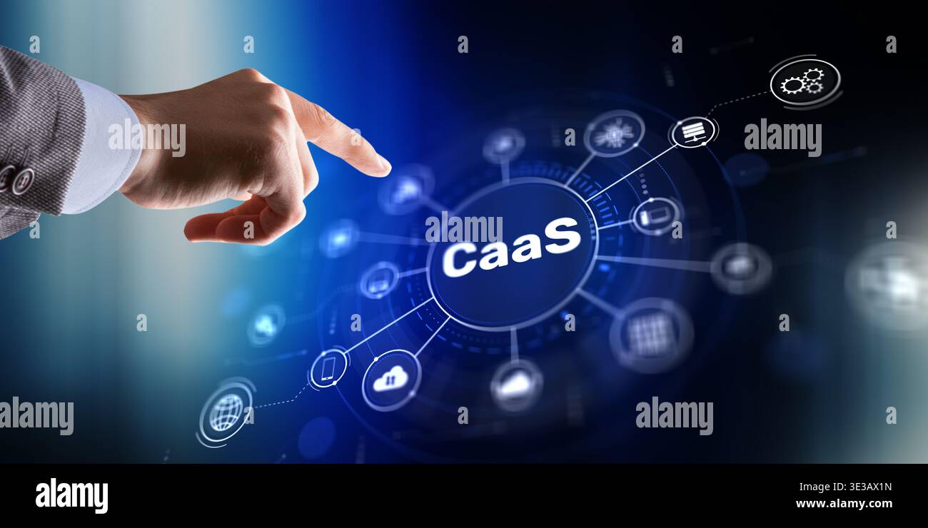 CaaS solutions with automated container orchestration and cloud infrastructure optimization. Stock Photo