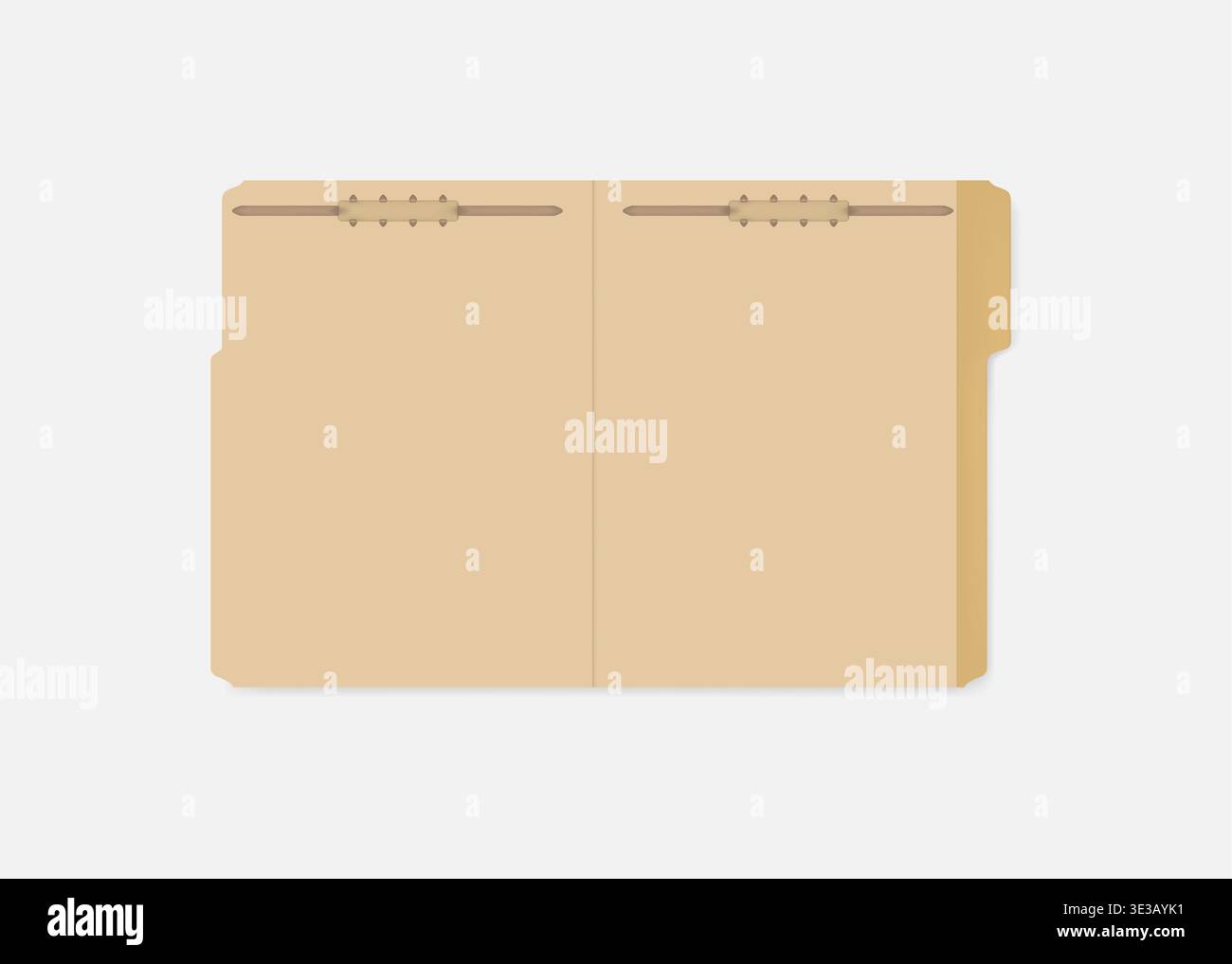 Open tabbed file folder with fastener to keep paper sheets, vector template. Letter size Stock Vector