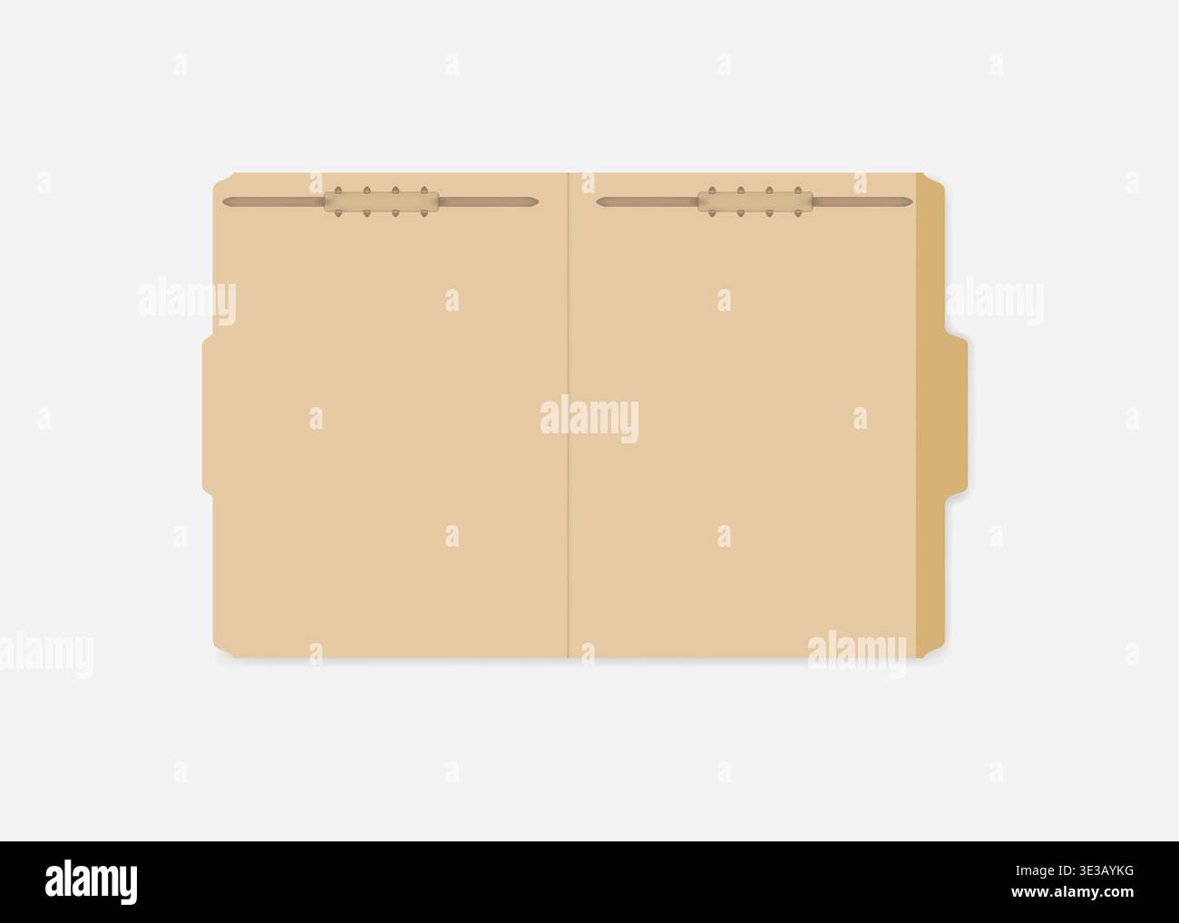 Open tabbed file folder with interior document holder, vector mock-up. Letter size Stock Vector