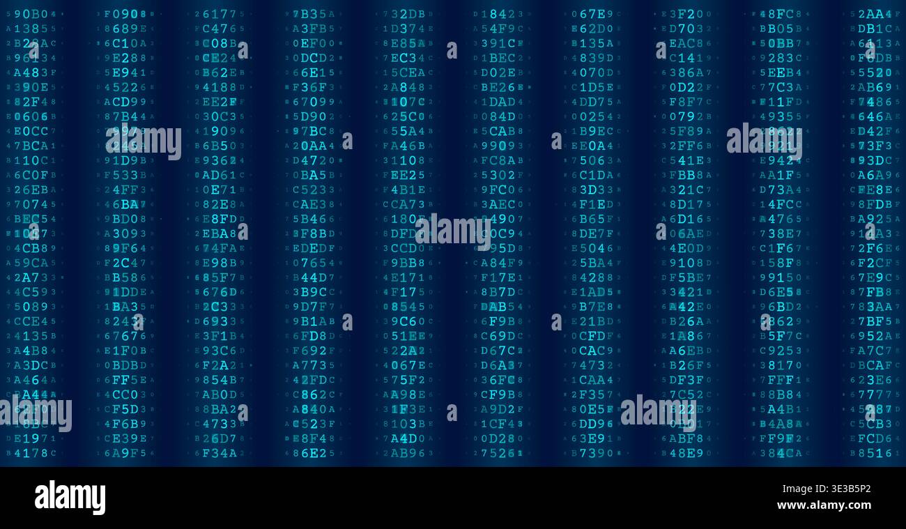 A highly organized grid featuring four distinct vertical columns of binary code sequences. This minimalist composition visualizes systematic data segm Stock Vector
