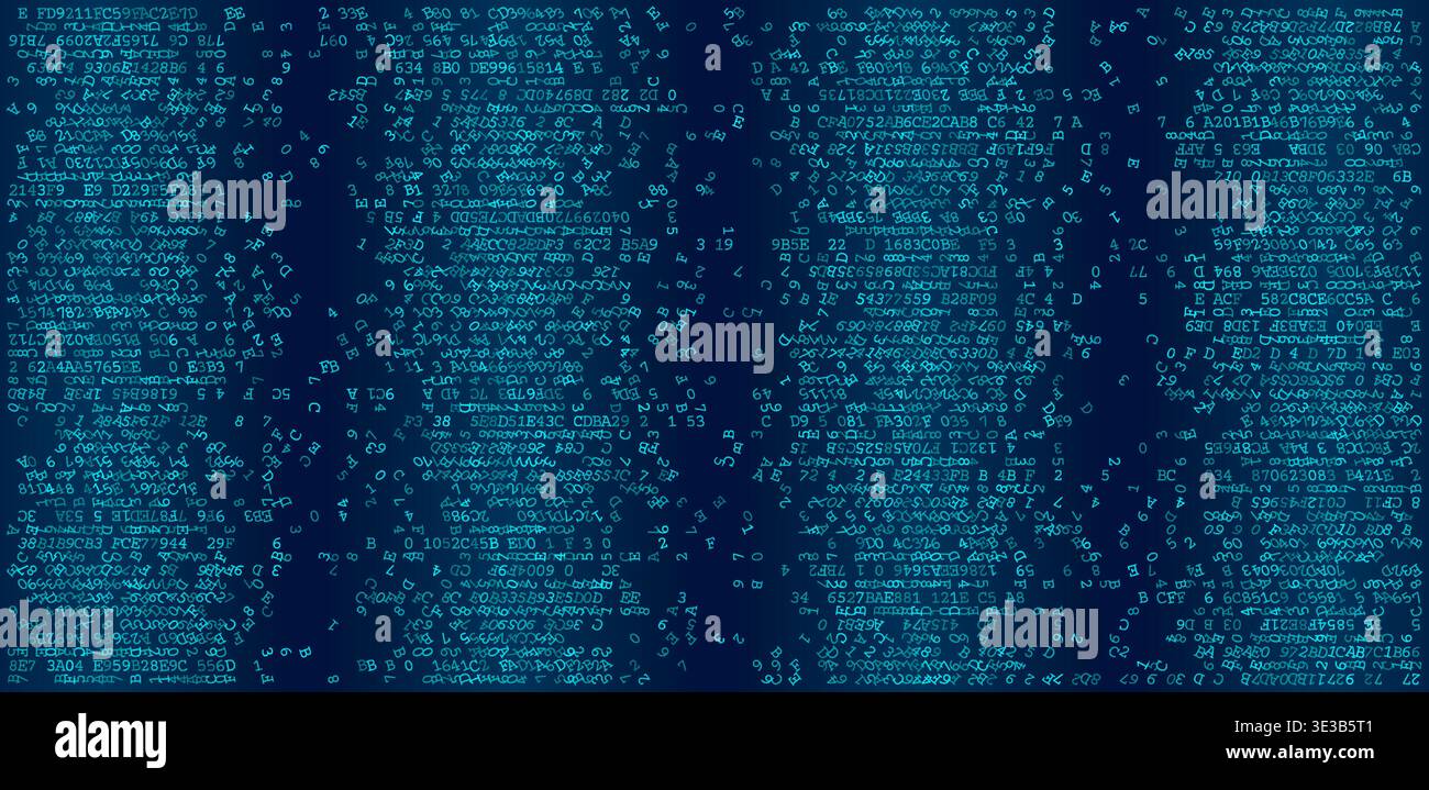 An organized array of glowing binary data organized into distinct vertical columns. This digital texture represents computational logic and secure net Stock Vector