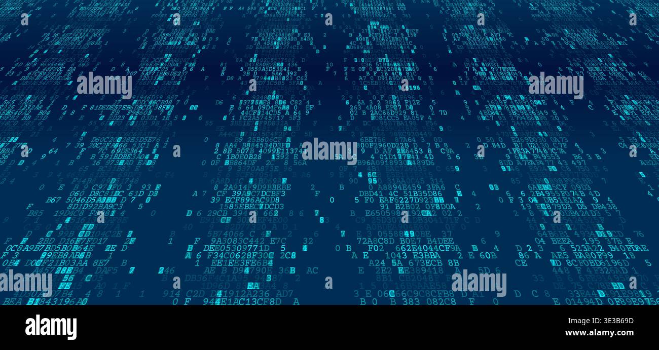 Perspective Digital Rain - Binary Streams for Cloud Computing and Cyber Security Stock Vector