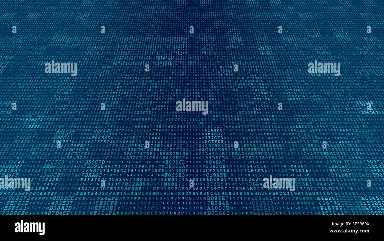 The Digital Synapse - Artistic Binary Wave and Neural Data Distribution Pattern Stock Vector