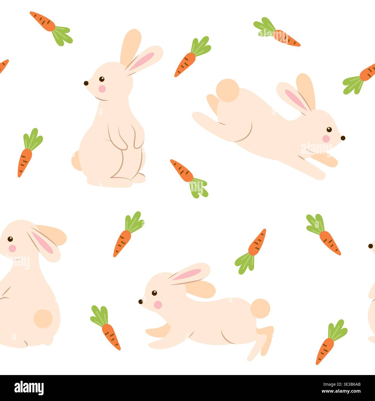 Pattern with cute rabbits and carrots Stock Vector