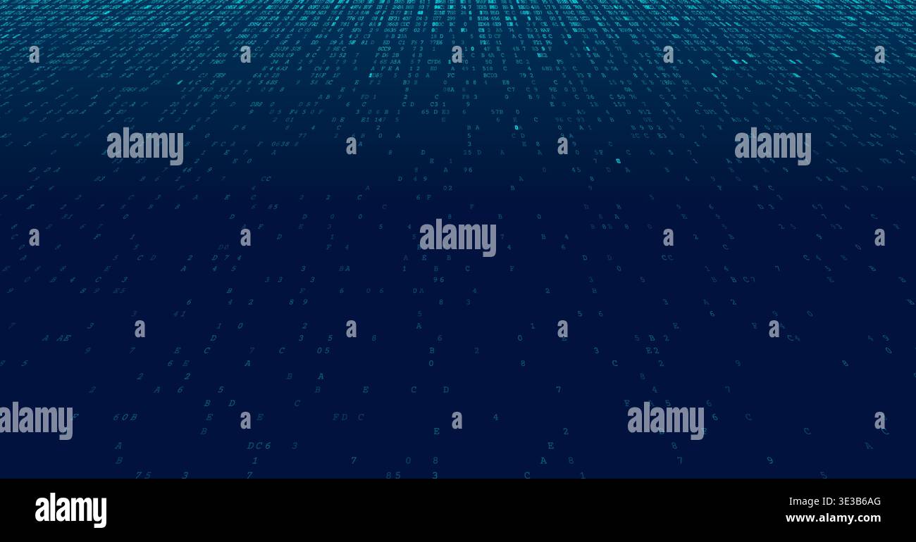 The Descending Matrix - Vertical Binary Stream with Minimalist Negative Space. Perspective. Stock Vector