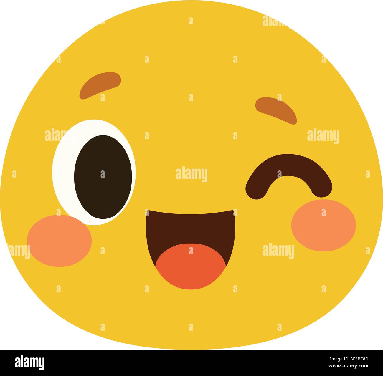 Cute winking emoji emoticon with joyful expression Stock Vector