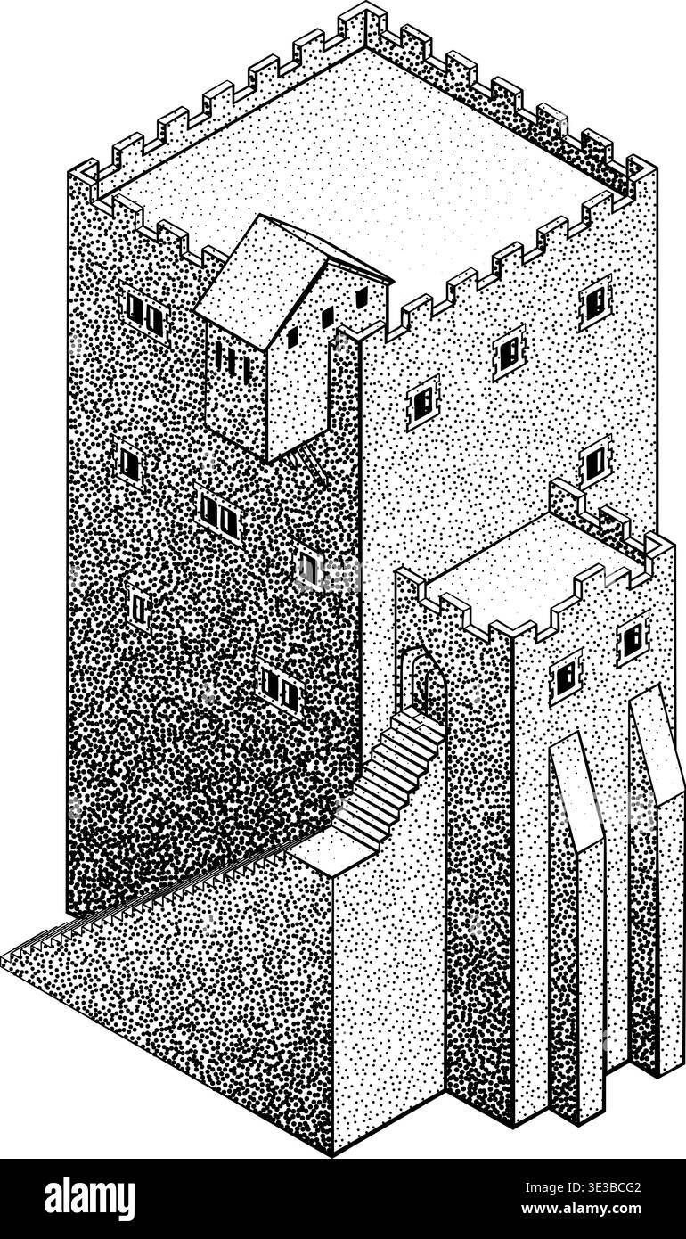 Medieval Building Map Icon Vintage Illustration Stock Vector Image ...
