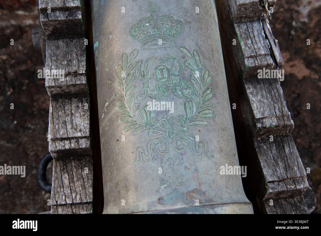 Cannon engraving, Maputo Fort, Mozambique Stock Photo