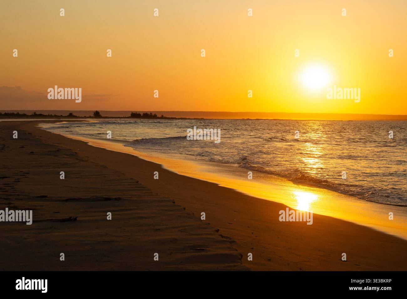 Sunset over the ocean, Tofo, Mozambique Stock Photo