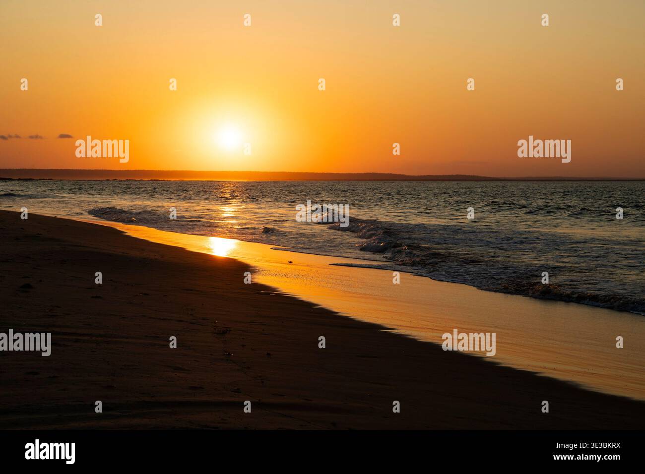 Sunset over the ocean, Tofo, Mozambique Stock Photo