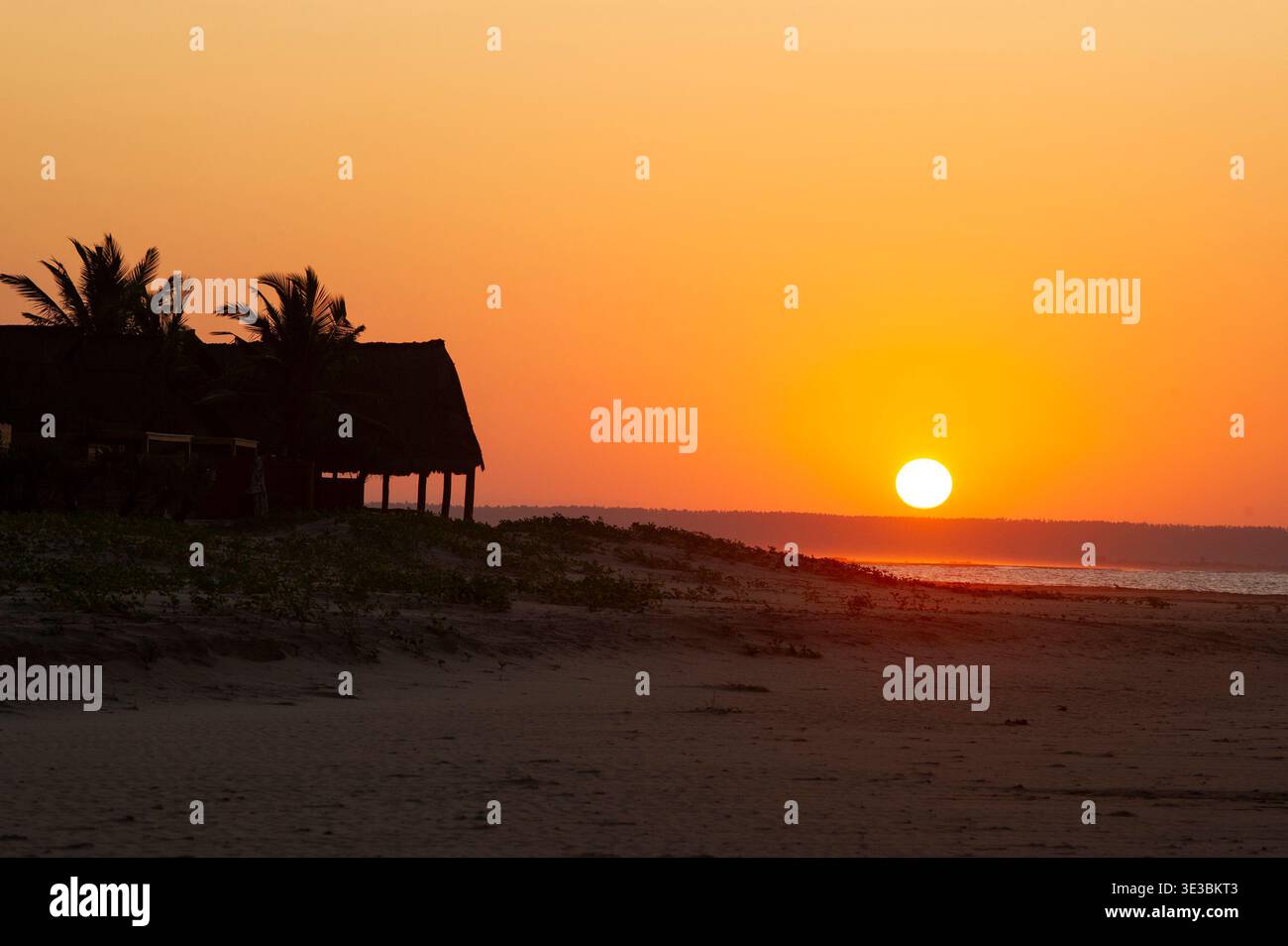 Sunset over the ocean, Tofo, Mozambique Stock Photo