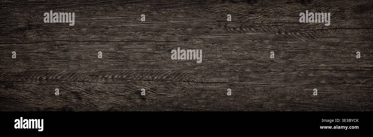 Wooden solid surface wide texture. Dark brown wood panoramic background Stock Photo