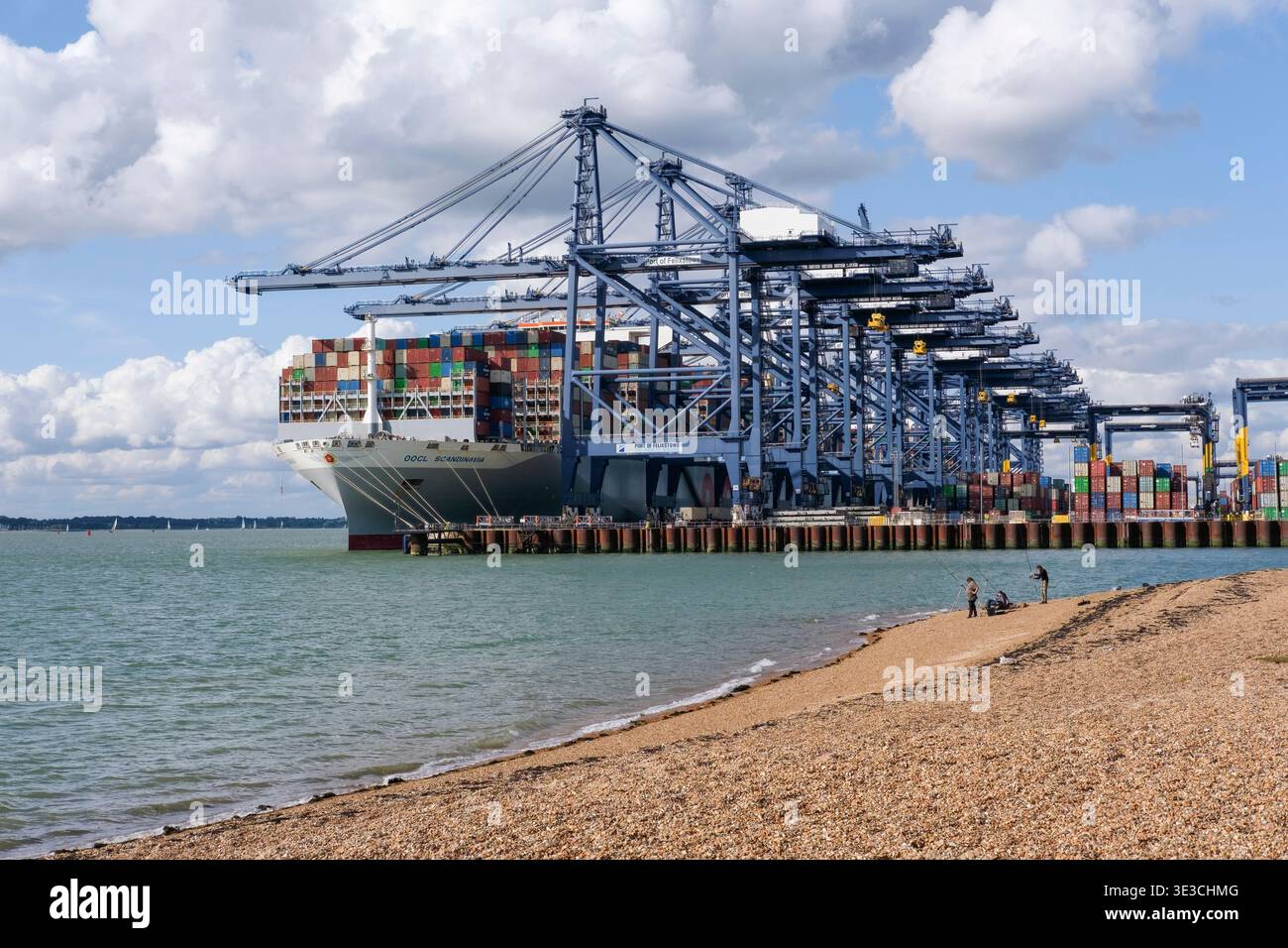 Container ships in the Port Of Felixstowe, the United Kingdom's largest container port Stock Photo