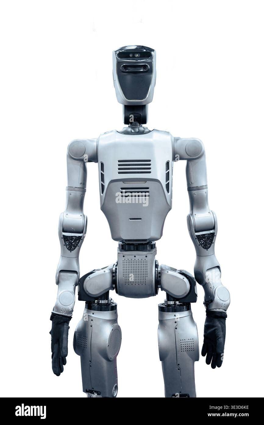 Industrial Robotic Machine isolated on white background. (With clipping path) Stock Photo